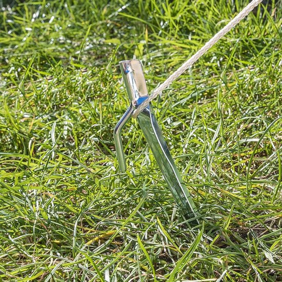 ProPlus Halfronde stalen tentharing met haak - 30 cm - zilver - geschikt voor zachte bodems van ProPlus — afbeelding 4
