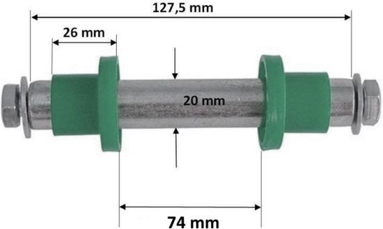 Benson As voor kruiwagenwiel - 128 mm x 74 mm - Inclusief stofkappen en montagemateriaal van Benson — afbeelding 3