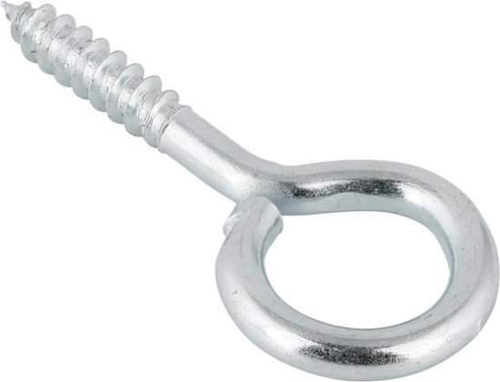 Eén verzinkt schroefoog, 20 x 10 mm, met schroefdraad.