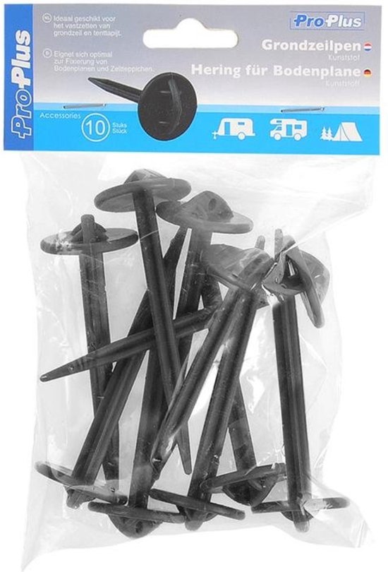 ProPlus 361736 Tentharing Heringset Kunststoff - 10 Stück für Bodenplanen und Zeltteppiche 7.5 cm x 9 cm 10 stuk(s) van ProPlus — afbeelding 2