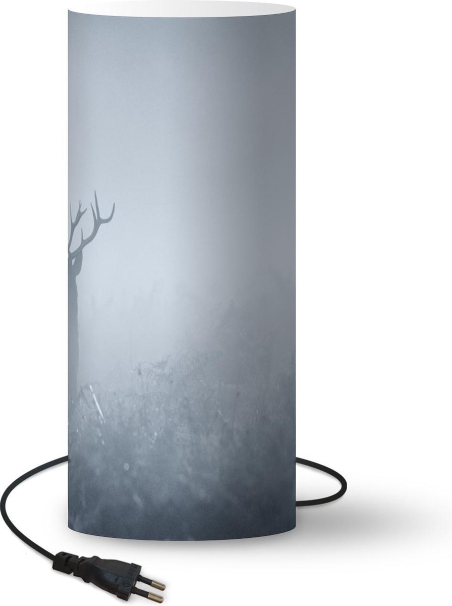 Lamp - Nachtlampje - Tafellamp slaapkamer - Herten - Mist - Natuur - 33 cm hoog - Ø14.3 cm - Inclusief LED lamp
