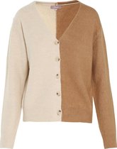 Cassis - Female - Tweekleurige cardigan  - Camel