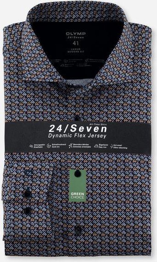 Overhemd Luxor 24/Seven Modern Fit Print Blauw (1222 84 36)