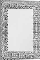 Spiegel Bloemen Zilver Wit 72x92 cm – Rosa – Spiegel Zilveren Lijst – Design Wandspiegel Hal – Witte Wandspiegel – Perfecthomeshop