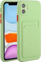 Telefoonhoesje Geschikt voor: iPhone 11 Pro Max siliconen Pasjehouder hoesje - Groen apple