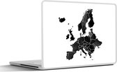 Laptop sticker - 10.1 inch - Europakaart in donkere waterverf - zwart wit - 25x18cm - Laptopstickers - Laptop skin - Cover