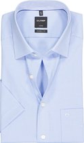 OLYMP Luxor modern fit overhemd - korte mouw - lichtblauw met wit geruit - Strijkvrij - Boordmaat: 38
