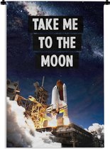 Wandkleed - Wanddoek - Quotes - 'Take me to the moon' - Spreuken - Jongens - Kids - Kinderen - Kindje - 60x90 cm - Wandtapijt