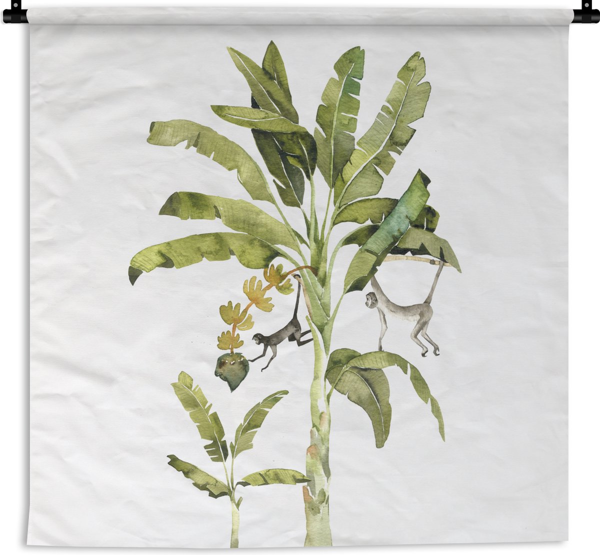 Wandkleed - Wanddoek - Jungle - Palmboom - Aap - 150x150 cm - Wandtapijt