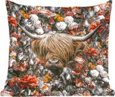 Coussins décoratifs - Oreillers Salon - 40x40 cm - Highlander écossais - Fleurs - Oranje