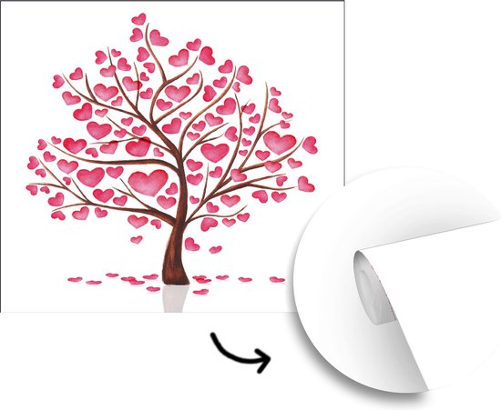 Papier peint photo vinyle - Une illustration d'un arbre avec des coeurs largeur 300 cm x hauteur 300 cm - Tirage photo sur papier peint (disponible en 7 tailles)