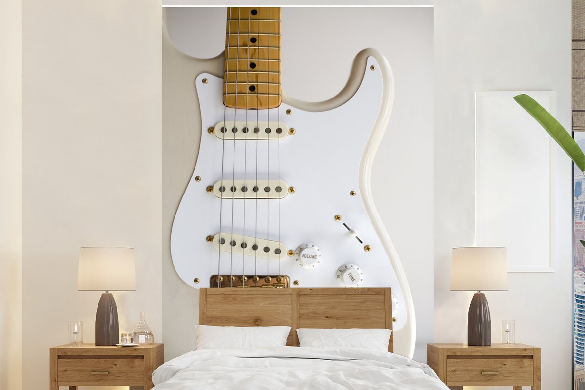 Behang - Fotobehang Doorsnede van een elektrische gitaar - Breedte 155 cm x hoogte 240 cm