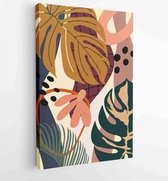 Oppervlakte patroon ontwerp. Abstracte kunst textielontwerp met literatuur of natuurlijke tropische lijnkunst schilderij 3 - Moderne schilderijen – Verticaal – 1857070777 - 50*40 V