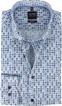 OLYMP - Overhemd Level 5 Blauw Print - 42 - Heren - Slim-fit