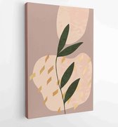 Earth tone boho gebladerte lijntekeningen tekenen met abstracte vorm. Abstract Plant Art-ontwerp voor print, omslag, behang, minimale en natuurlijke kunst aan de muur. 4 - Moderne