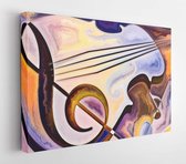 Paint Flow-serie. Artistieke achtergrond gemaakt van muzikale symbolen, kleuren, organische texturen, vloeiende rondingen op het gebied van kunst, design en muziek - Modern Art Can