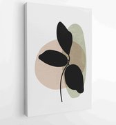 Earth tone boho gebladerte lijntekeningen tekenen met abstracte vorm. Abstract Plant Art-ontwerp voor print, omslag, behang, minimale en natuurlijke kunst aan de muur. 3 - Moderne