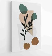 Earth tone boho gebladerte lijntekeningen tekenen met abstracte vorm. Abstract Plant Art-ontwerp voor print, omslag, behang, minimale en natuurlijke kunst aan de muur. 1 - Moderne