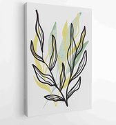 Earth tone boho gebladerte lijntekeningen tekenen met abstracte vorm. Abstract Plant Art-ontwerp voor print, omslag, behang, minimale en natuurlijke kunst aan de muur. 3 - Moderne