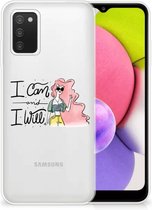 Telefoon Hoesje Geschikt voor Samsung Galaxy A03S Hoesje met Tekst i Can