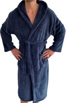 HOMELEVEL Badjas Robes de bain Femmes Hommes Unisexe - Badjas de Voyages Robe de Chambre Sauna Manteau Robe de Chambre Denim Bleu Taille M