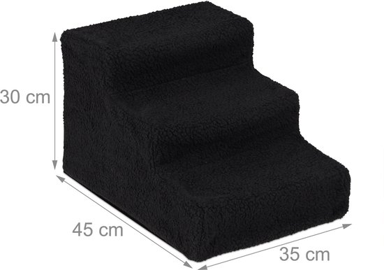Hondentrap 3 tredes - voor bank - kleine honden - 30 cm - zwart