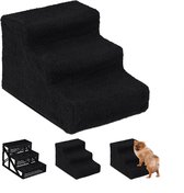 Relaxdays hondentrap 3 treden - trapje voor honden - opstapje hond - binnen - hondentrapje - zwart