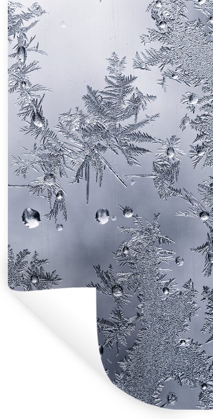 Muurstickers - Sticker Folie - Close-up bevroren glas in zwart wit - 60x120 cm - Plakfolie - Muurstickers Kinderkamer - Zelfklevend Behang - Zelfklevend behangpapier - Stickerfolie