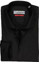 Ledub Stretch Slim Fit overhemd - zwart - Strijkvriendelijk - Boordmaat: 46