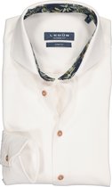 Ledub Modern Fit overhemd - wit pique tricot (contrast) - Strijkvriendelijk - Boordmaat: 45