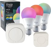 Ynoa smart home - Startpakket - Zigbee gateway + 3 x E27 smart lamp RGB + 5-knops afstandsbediening - Diverse kleuren en wittinten instelbaar