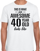 Awesome 40 year - geweldige 40 jaar cadeau t-shirt wit heren -  Verjaardag cadeau S