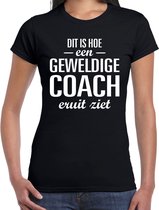 Dit is hoe een geweldige coach eruit ziet cadeau t-shirt zwart - dames - beroepen / cadeau shirt XS