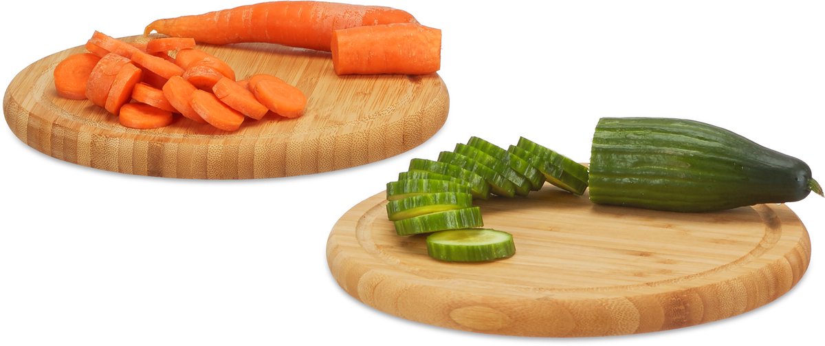 ontbijtplanken - set van 2 - 25 cm - bamboe - serveerplank