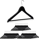Relaxdays kledinghangers hout - set van 30- broeklat - kleerhangers zwart- draaibaar