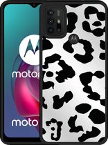 Motorola Moto G10 Hardcase hoesje Luipaard Zwart Wit - Designed by Cazy