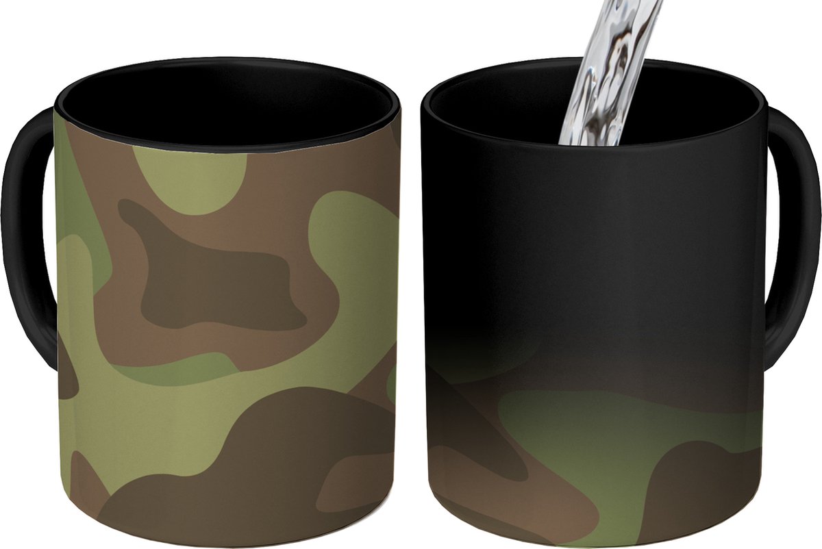 Magische Mok - Foto op Warmte Mokken - Koffiemok - Illustratie van een camouflage patroon - Magic Mok - Beker - 350 ML - Theemok