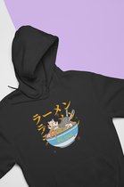 Cats Ramen Noodles Hoodie | Japanese Kawaii Food | Neko | Anime Merchandise | Unisex Maat L