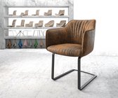 Gestoffeerde-stoel Elda-Flex met armleuning sledemodel vlak zwart bruin vintage