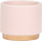 Kolibri Home | Gold foot pink bloempot - Roze keramieken sierpot met gouden rand - Ø6cm