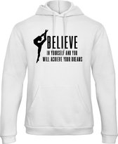 Sparkle&Dream - Trui ‘Believe and Achieve’ Wit - XL - voor turnen en gymnastiek