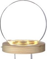 Glazen LED bol rond Ø13cm met houten basis - 1 st