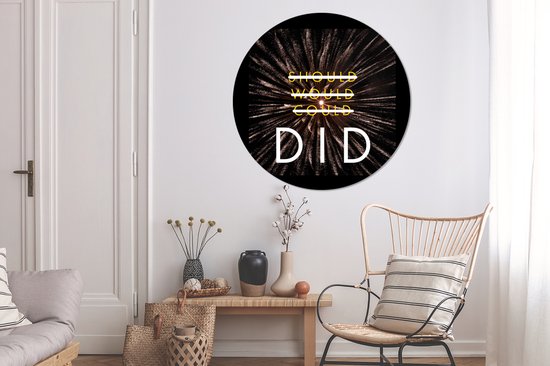 Texte de motivation sur un fond recouvert de feux d'artifice Sticker papier peint cercle mural ⌀ 140 cm / cercle papier peint / cercle mural / cercle vivant - autocollant & découpe ronde