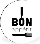 WallCircle - Wandcirkel - Muurcirkel - Spreuken - Bon appétit - Keukengerei - Quotes - Aluminium - Dibond - ⌀ 90 cm - Binnen en Buiten