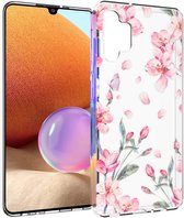 iMoshion Hoesje Geschikt voor Samsung Galaxy A32 (4G) Hoesje Siliconen - iMoshion Design hoesje - Roze / Transparant / Blossom Watercolor