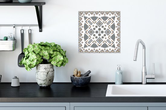 Affiche Tapis Persan - Motifs - Blauw - Wit - 30x30 cm