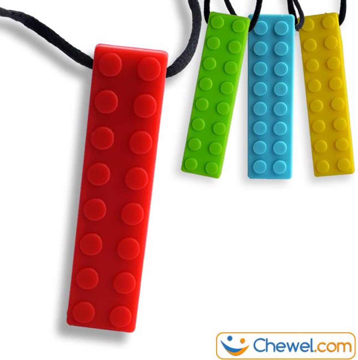 Bijtketting Bouwblokje Kauwketting | bouwblok Rood | Chewel ® — afbeelding 7