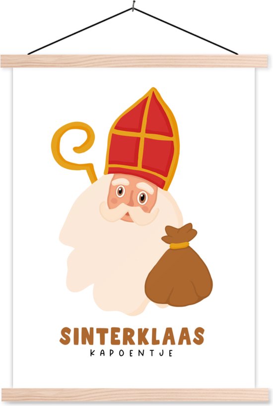 Porte-affiche avec affiche - Affiche scolaire - Sinterklaas - Citations - Saint - Sinterklaas capoentje - Enfants - Garçons - Filles - Kids - 40x53 cm - Lattes vierges