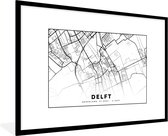 Fotolijst incl. Poster - Kaart - Nederland - Delft - 90x60 cm - Posterlijst