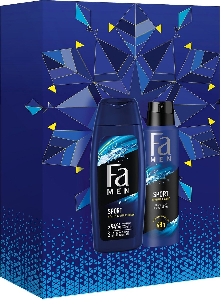 Goedkoopste Men Active Sport set douchegel 250ml deodorant spray 150ml